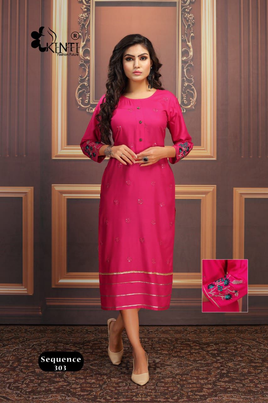 Kinti Equal 3 Ethnic Wear Sequence Embroidery Latest Kurti Collection